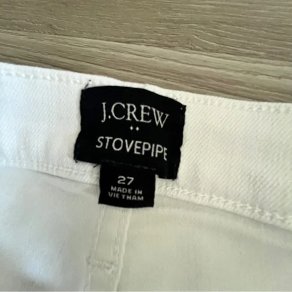 White High-Waisted White Jeans J. Crew Stovepipe Raw Hem - Picture 3 of 3